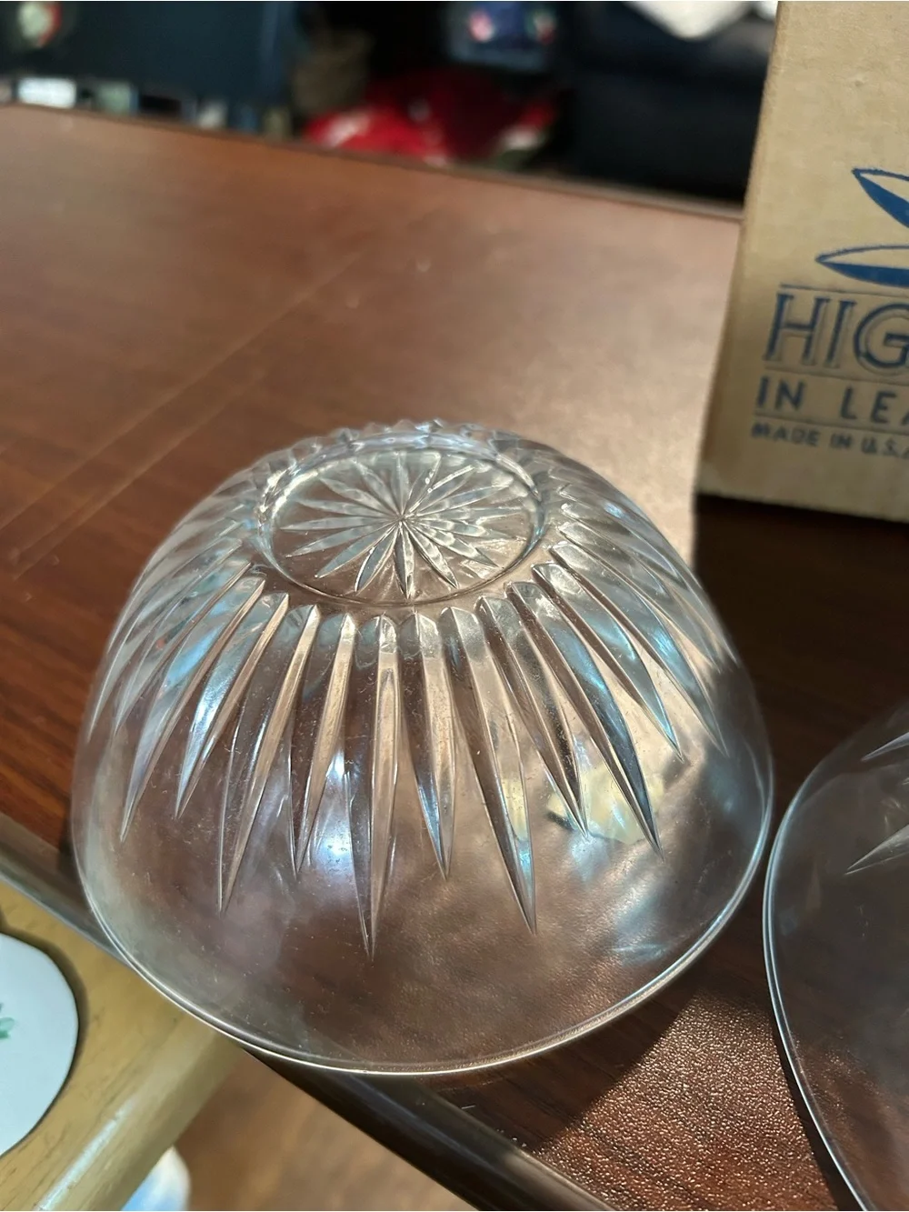 NOS vintage Princess House Clear Lead Crystal Dessert Bowls - Set of 2
